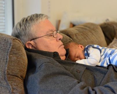 JB asleep on Grandpa Carriere s chest